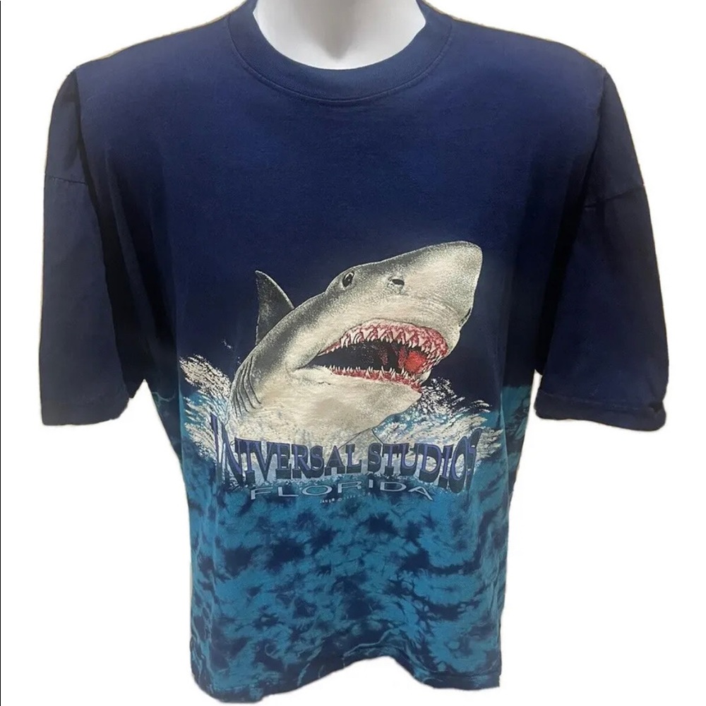 Vintage 1994 Universal Studios Florida Jaws Tie Dye T-Shirt Made in USA 2XL